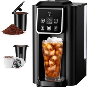 Black Single Serve Coffee Maker for Iced or Hot Coffee or Tea